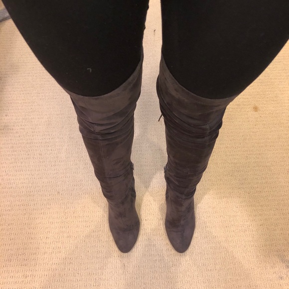 Gray Lace Up Over the Knee Boots - Picture 2 of 3